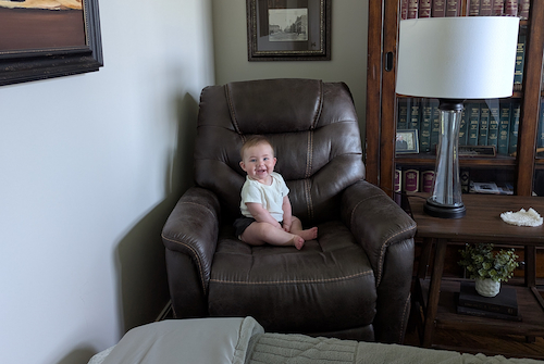 Norah in Dad's Chair